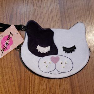 Luv Betsey By Betsey Johnson Black And white studded Cat wristlet